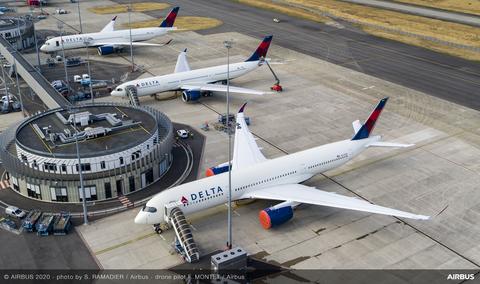 A330-900 And A350-900 Delta Aerial View