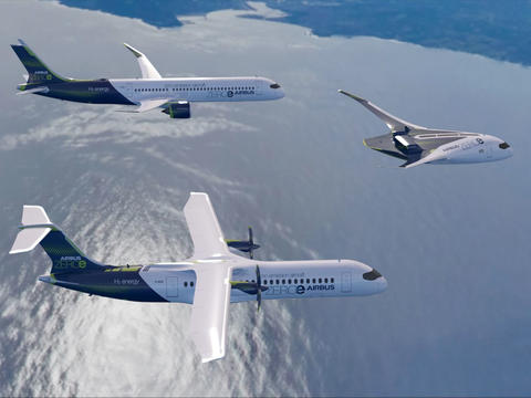 ZEROe concept aircraft formation flight ZEROe concept aircraft formation flight