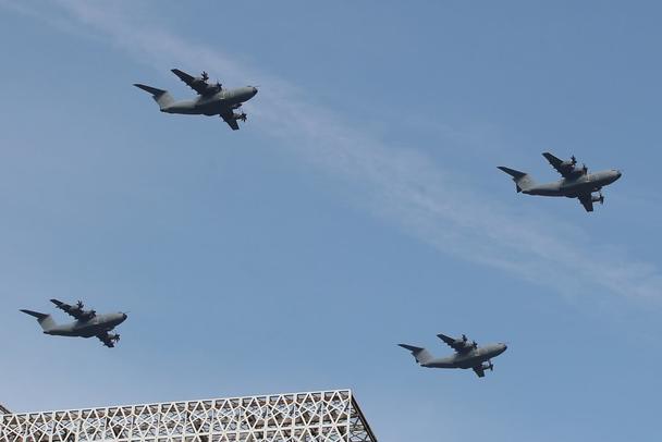 Formation flight of the Royal Malaysian Air Force’s A400M fleet