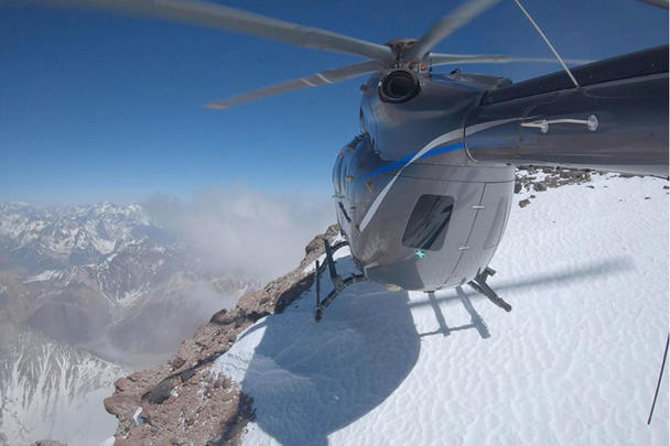 The H145 atop the Southern Hemisphere’s highest mountain. The H145 atop the Southern Hemisphere’s highest mountain.
