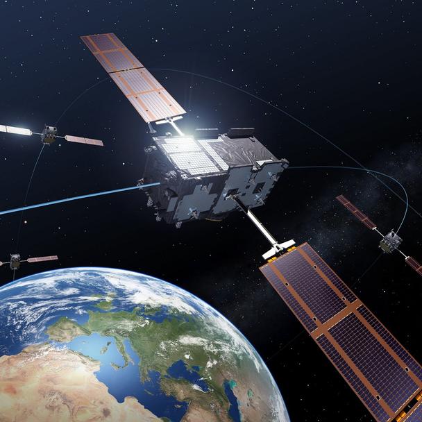Galileo satellites in orbit around the Earth Galileo satellites in orbit around the Earth
