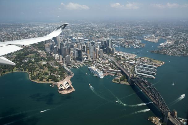 A350-1000 Airbus flying above Sydney Demonstration Tour