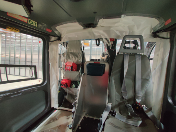Heli Austria has installed cabin-cockpit separations to protect pilots from the cabin.