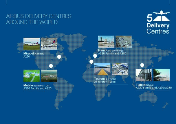 5 Airbus Delivery Centres around the world