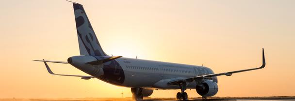 A321neo MSN6673 Flooded Test with sunset A321neo MSN6673 Flooded Test with sunset