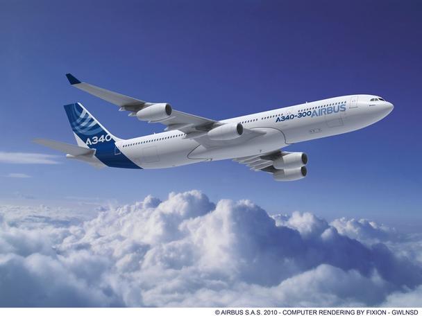 The Airbus A340-300 in flight, equipped with CFM engines.