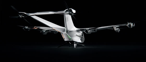 CityAirbus NextGen: Back angle. CityAirbus NextGen is an all-electric, four-seat vertical take-off and landing (eVTOL) multicopter concept featuring a wing.
