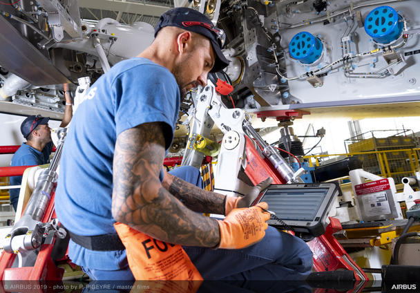 Airbus technician works on A350 FAL Airbus technician works on A350 FAL