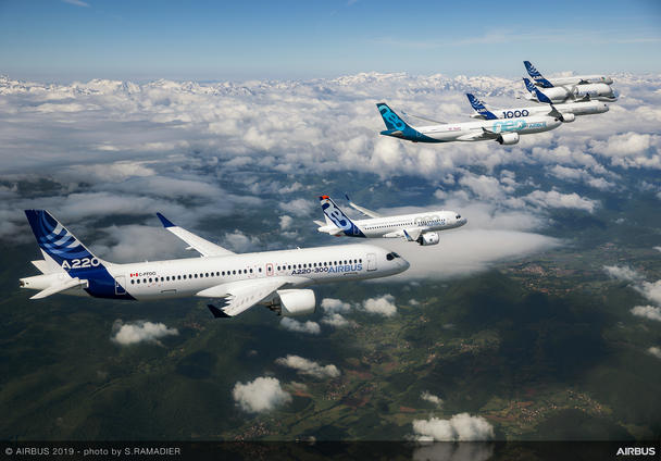 Airbus Commercial Aircraft formation flight