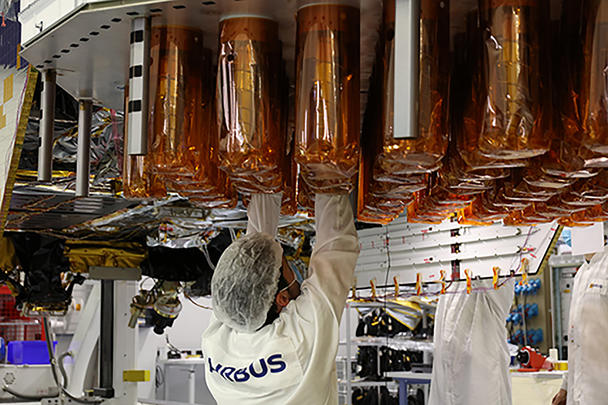 Satellite integration in our Toulouse cleanroom facility Satellite integration in our Toulouse cleanroom facility