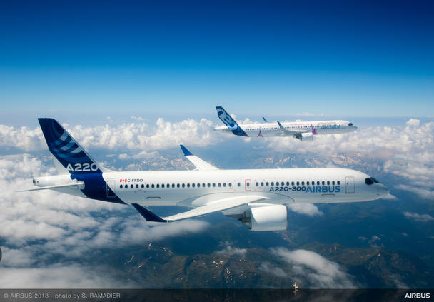 A220-300 formation flight with A321LR A220-300 formation flight with A321LR