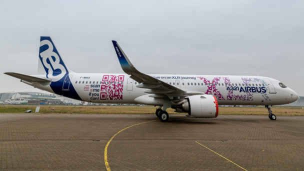 A321XLR FT3 received a giant QR-Code livery in February 2023