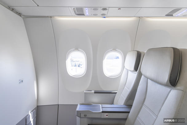 A new lighter sidewall design was developed for the A321XLR's Airspace cabin A new lighter sidewall design was developed for the A321XLR's Airspace cabin