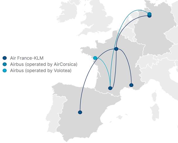 Airbus business travel routes with SAF Airbus business travel routes with SAF