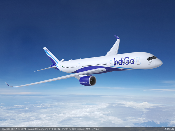 A350-900 flying Rendering A350-900 IndiGo