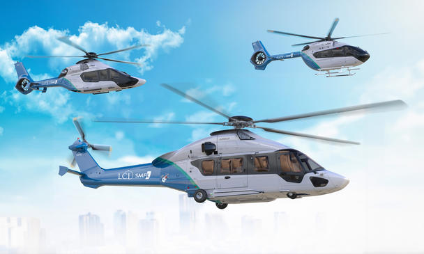 Digital rendering of Airbus helicopters with LCI color scheme Digital rendering of H145, H160 and H175 with LCI color scheme