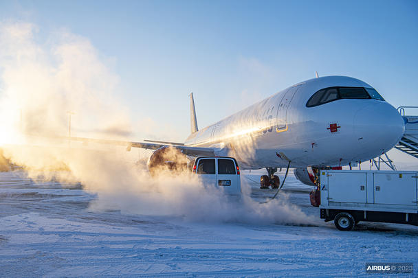 A321XLR cold weather ground testing in Iqaluit in 2023 A321XLR cold weather ground testing in Iqaluit in 2023