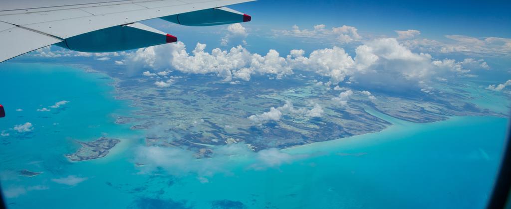 A350 Airbus world tour in Americas sea from windows cabin