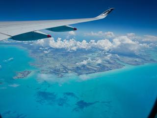 A350 Airbus world tour in Americas sea from windows cabin