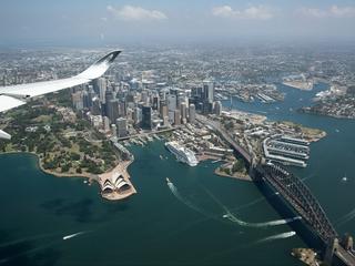 A350-1000 Airbus flying above Sydney Demonstration Tour
