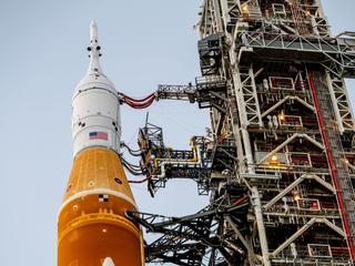 ArtemisI stack rolls out to the launch pad Artemis I pre launch SLS stack