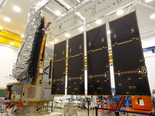 Biomass with its solar array deployed
