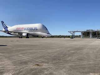 Beluga with Ramp After Taxi in Kennedy Space Center