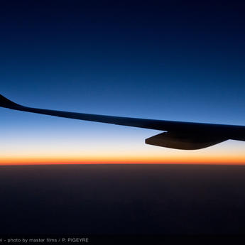 A350-900 Airbus MSN005 Asia tour - sharklet close up at sunset
