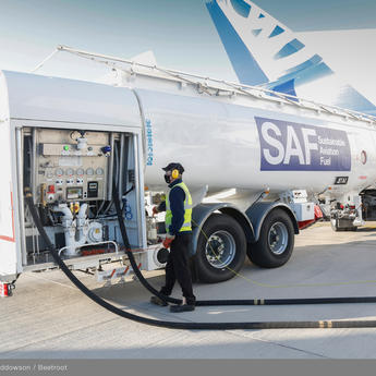 First flight of a beluga in broughton with saf