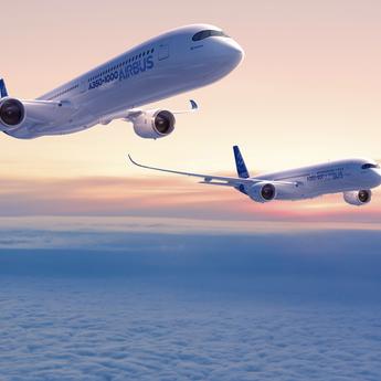 A350-900 and A350-100 in flight