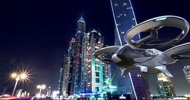 A composite image showing how CityAirbus will look in flight. A composite image showing how CityAirbus will look in flight.
