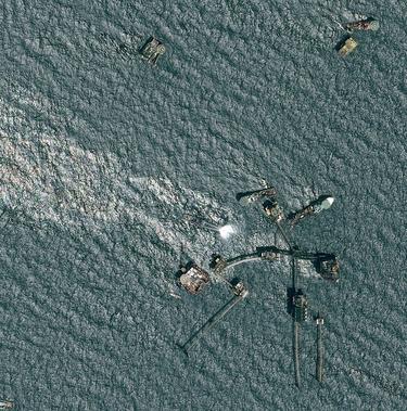Satellite Image of Oil Rig Explosion in the Gulf of Mexico