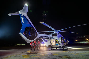 Crew accessing from the rear of the Airbus H140 Crew accessing from the rear of the Airbus H140