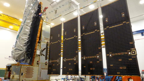 Biomass with its solar array deployed