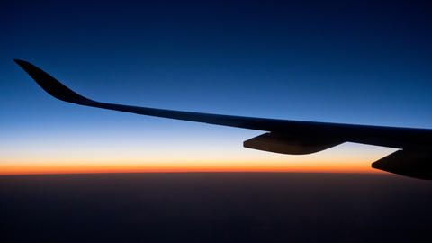 A350-900 Airbus MSN005 Asia tour - sharklet close up at sunset