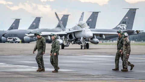 Pacific skies Static display Eurofighters and A400M
