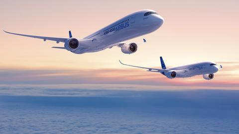 A350-900 and A350-100 in flight
