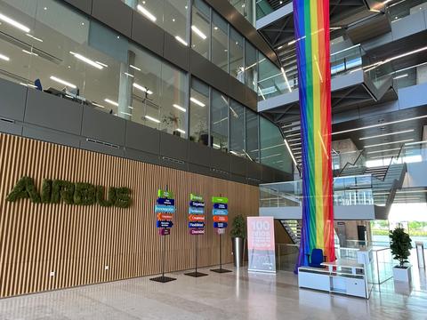 Pride flag in Airbus building in Spain