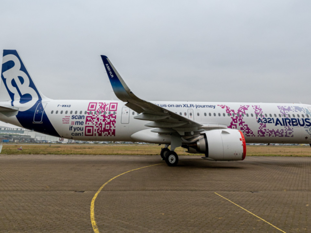 A321XLR FT3 received a giant QR-Code livery in February 2023