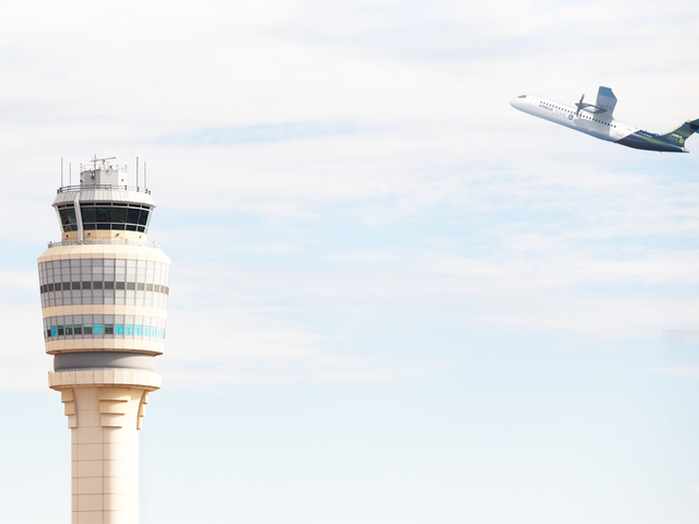 Hydrogen hub at airport ZEROe flying over Atlanta
