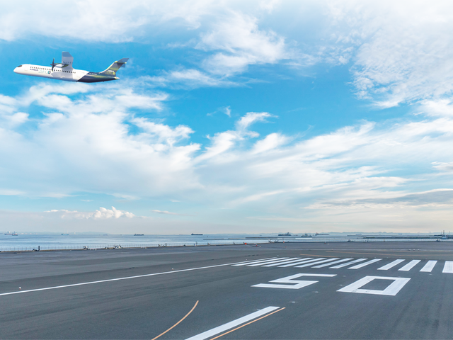Hydrogen hub at airport ZEROe flying over Canada