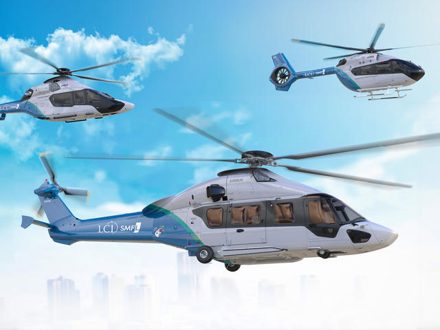 Digital rendering of Airbus helicopters with LCI color scheme