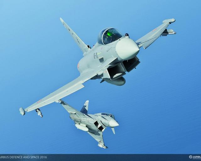 Eurofighters of the Spanish Air Force flying together Eurofighters of the Spanish Air Force flying together