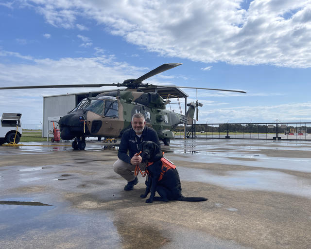 Adam is Head of Safety Systems at at Airbus Australia Pacific and his labrador Choppa