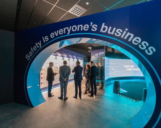 Safety is everyone's business View of the Airbus Safety Promotion Centre entry into exhibition - Safety is everyone's business