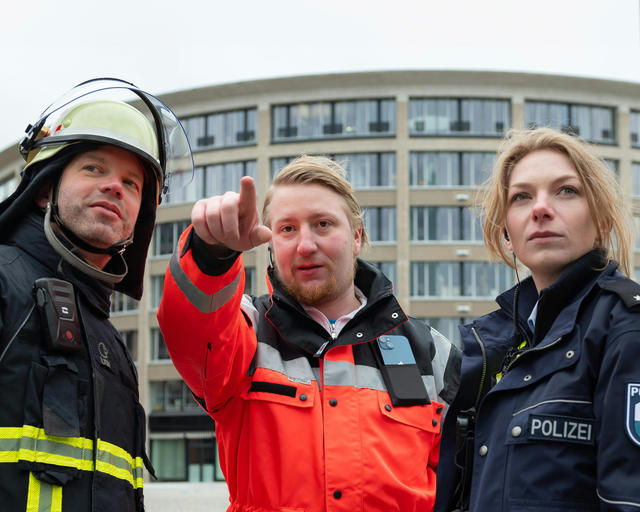 Public Safety in Germany - A fireman, policeman and security Public Safety in Germany - A fireman, policeman and security
