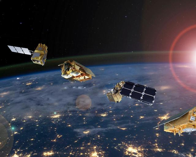 Space header - satellites orbiting the earth Space header - satellites orbiting the earth
