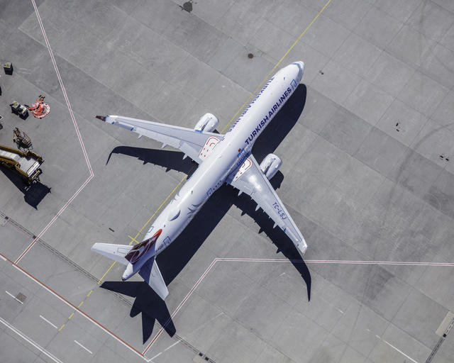 Aerial shot of Turkish Airlines Aerial shot of Turkish Airlines