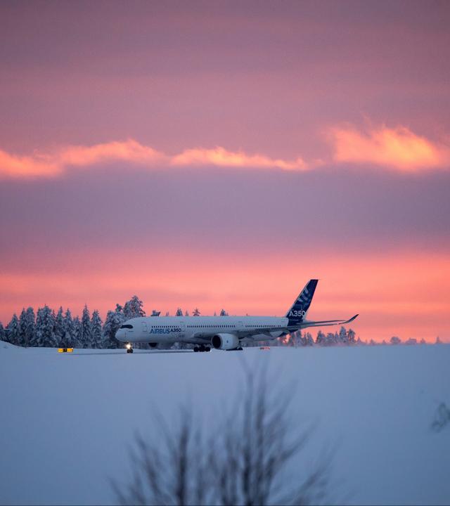 A350-900 Airbus on the ground Canada sunset