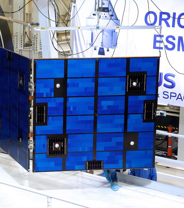 Orion-ESM STA - solar array deployment test at Plum Brook's NASA facilities